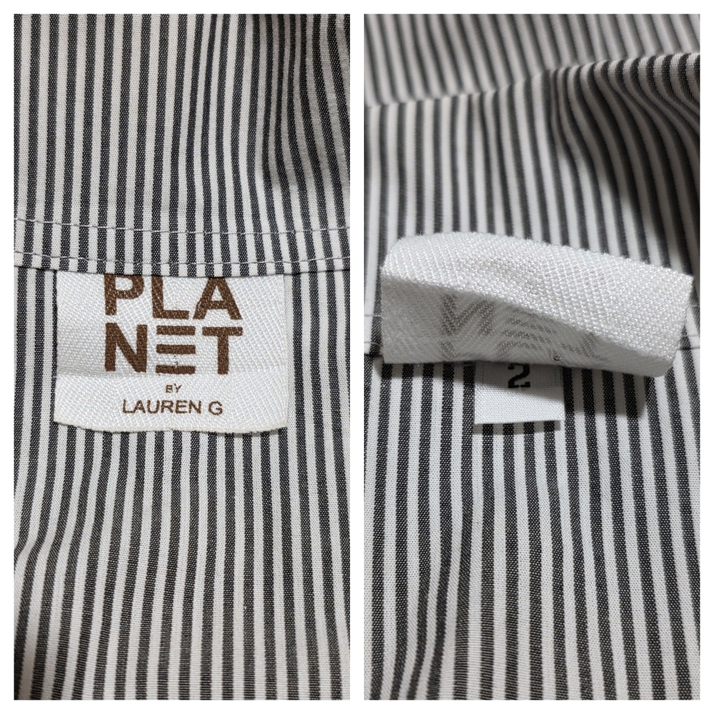 PLANET by Lauren G Artist's Smock Shirt in Pinstripe Size 12-16 - Picture 4 of 4
